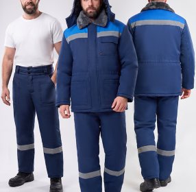 Костюм зимний Квайл-1 СОП (тк.Смесовая,210) брюки, т.синий/васильковый